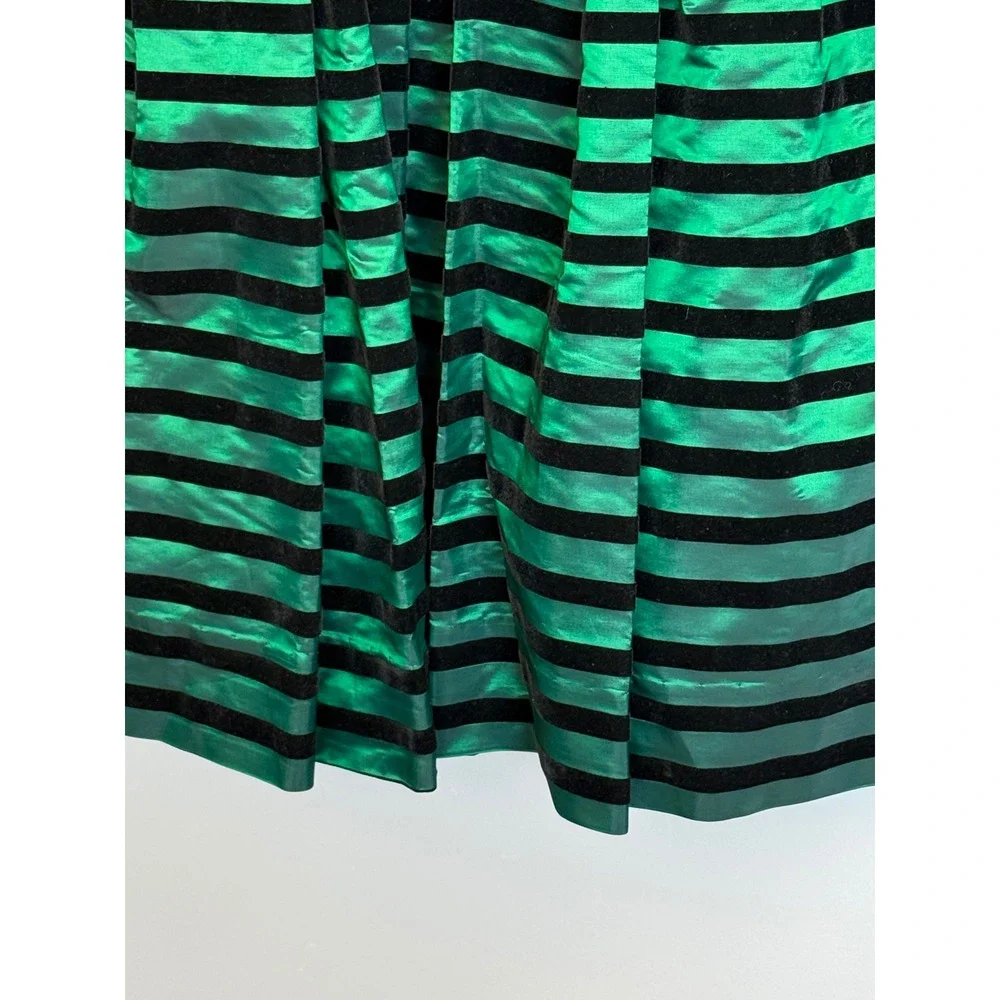 Vintage Sylvia Whyte Saks Girls Velvet Holiday Dress Green Black Tulle 10